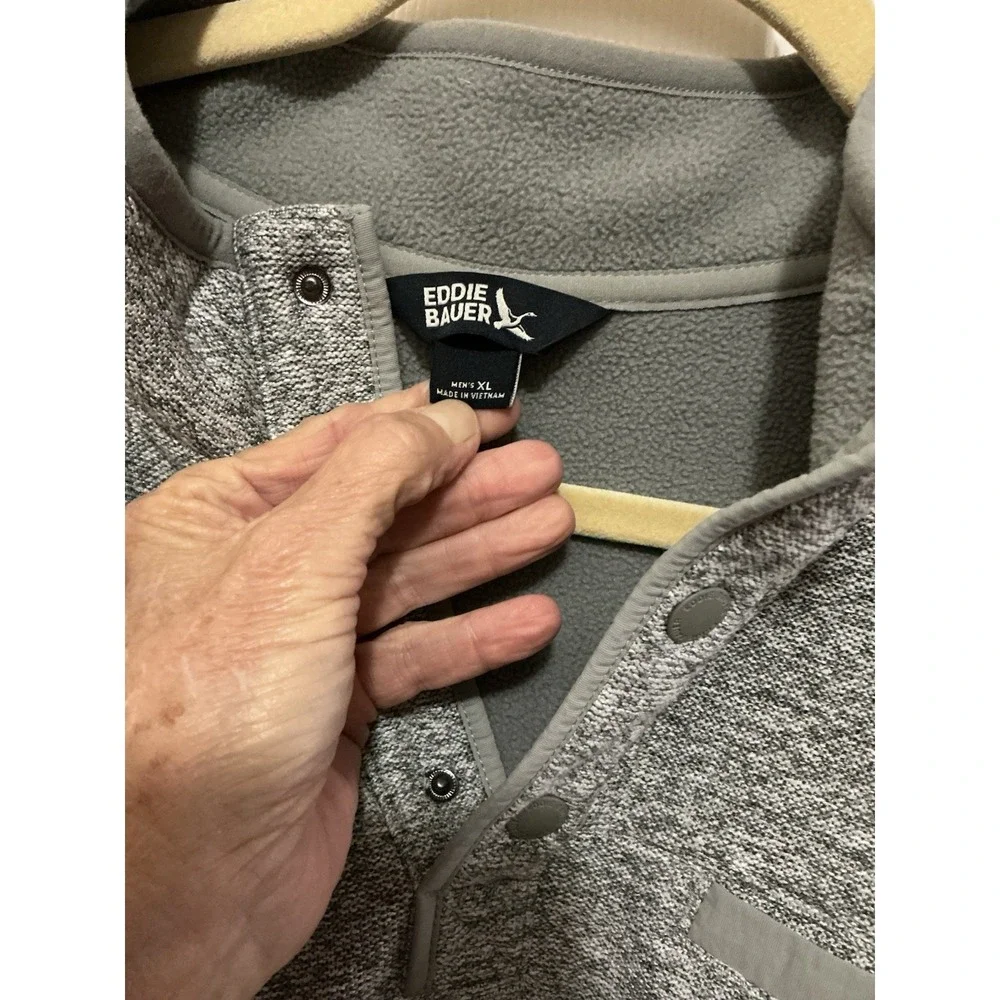 Eddie‎ Bauer 1/4 Snap Sweater Fleece Pull Over Heather/Gray XL